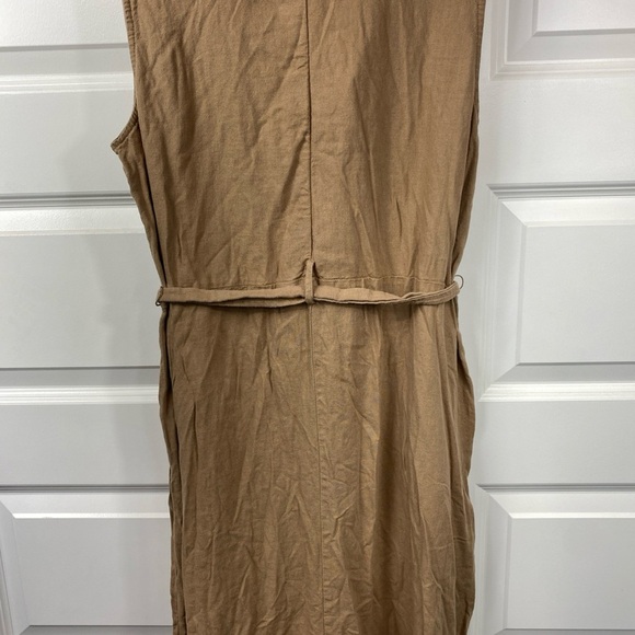 Croft & Barrow Linen Blend Sleeveless  Dress Belt Pockets Large Brown Button - Picture 6 of 7